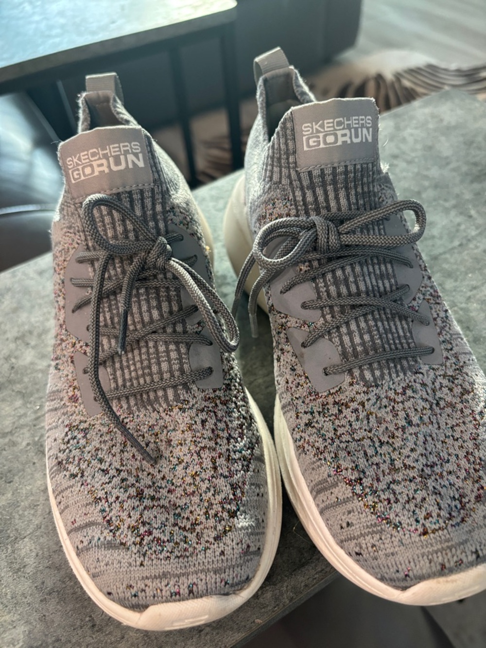 Skechers GOrun Knit Sneakers - Gray with Multicolor Fleck